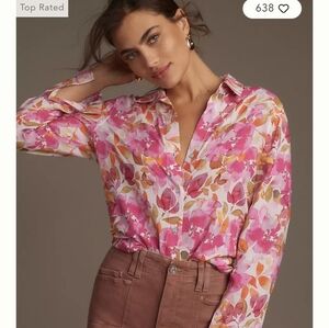 NEW Anthropologie current season Cloth and Stone floral button down XS